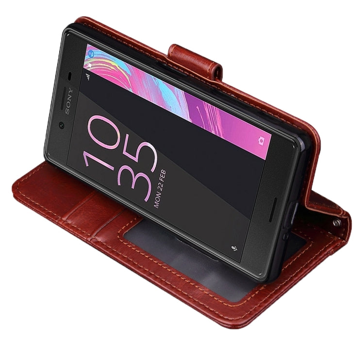 For Sony Xperia X Performance Crazy Horse Texture Horizontal Flip Leather Case with Photo Frame & Holder & Card Slots & Wallet & Lanyard