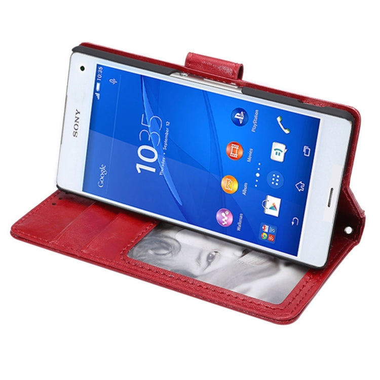 For Sony Xperia Z3 Compact / Z3 mini Oil Wax Crazy Horse Texture Horizontal Flip Leather Case with Photo Frame & Holder & Card Slots & Wallet & Lanyard