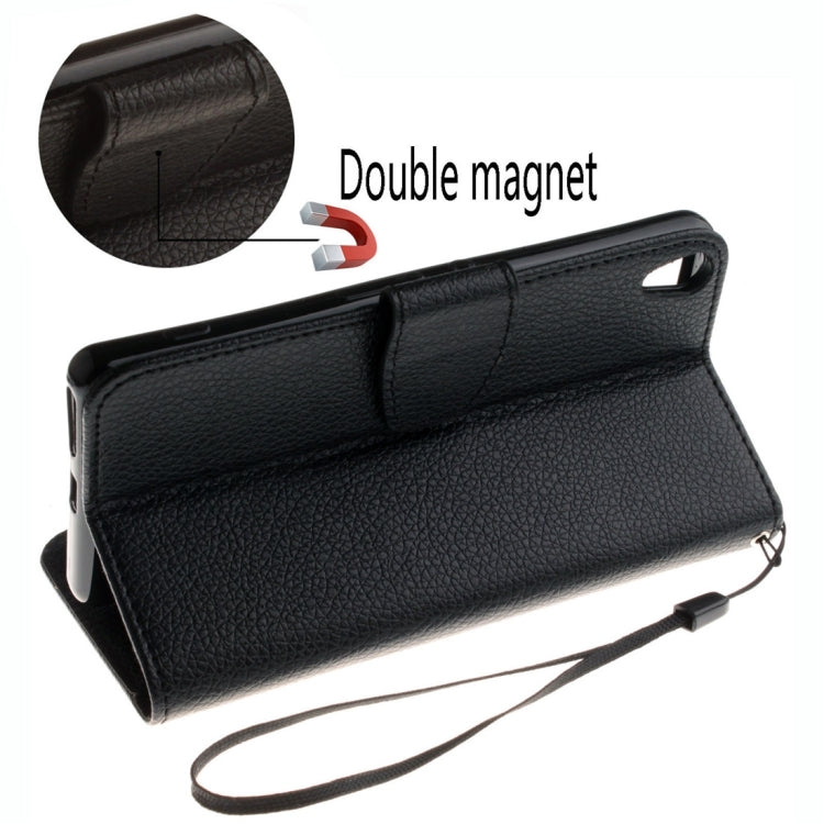 For Sony Xperia XA Litchi Texture Horizontal Flip PU Leather Case with Holder & Card Slots & Wallet & Photo Frame & Lanyard