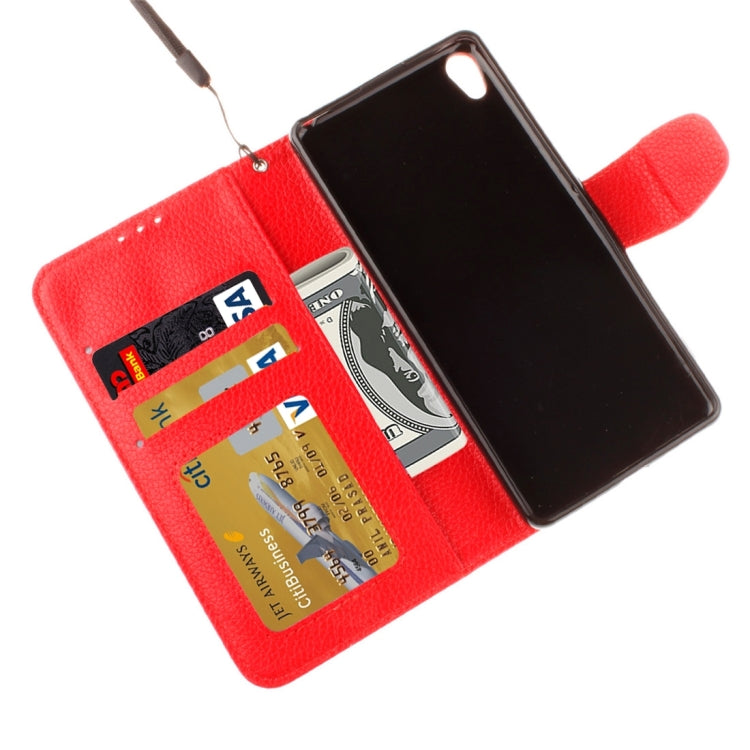 For Sony Xperia XA Litchi Texture Horizontal Flip PU Leather Case with Holder & Card Slots & Wallet & Photo Frame & Lanyard