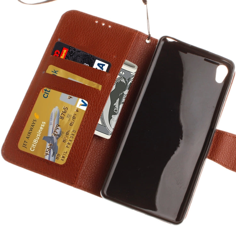 For Sony Xperia XA Litchi Texture Horizontal Flip PU Leather Case with Holder & Card Slots & Wallet & Photo Frame & Lanyard