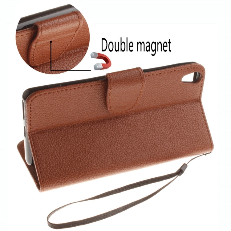 For Sony Xperia XA Litchi Texture Horizontal Flip PU Leather Case with Holder & Card Slots & Wallet & Photo Frame & Lanyard