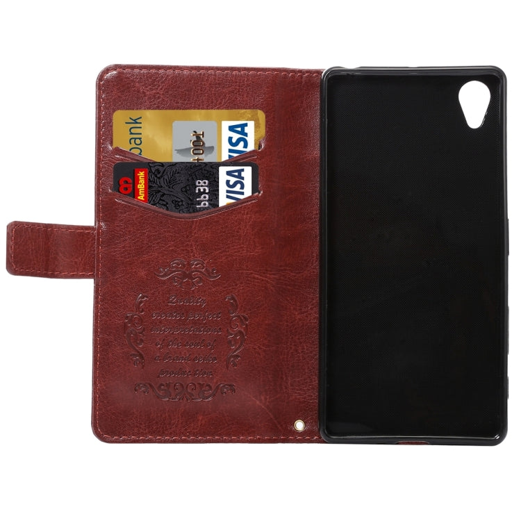 For Sony Xperia X Lambskin Texture Printing Horizontal Flip Leather Case with Holder & Card Slots