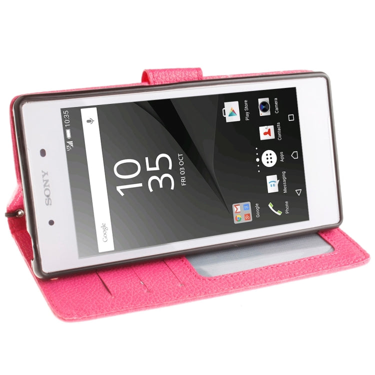 For Sony Xperia Z5 Litchi Texture Horizontal Flip PU Leather Case with Holder & Card Slots & Wallet & Photo Frame & Lanyard