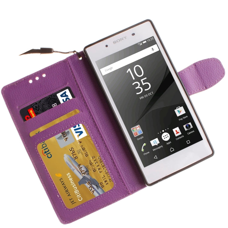 For Sony Xperia Z5 Litchi Texture Horizontal Flip PU Leather Case with Holder & Card Slots & Wallet & Photo Frame & Lanyard