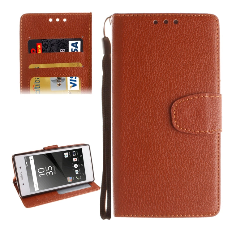For Sony Xperia Z5 Litchi Texture Horizontal Flip PU Leather Case with Holder & Card Slots & Wallet & Photo Frame & Lanyard