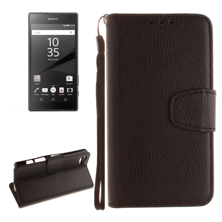 For Sony Xperia Z5 Compact / Z5 mini Litchi Texture Horizontal Flip PU Leather Case with Holder & Card Slots & Wallet & Photo Frame & Lanyard
