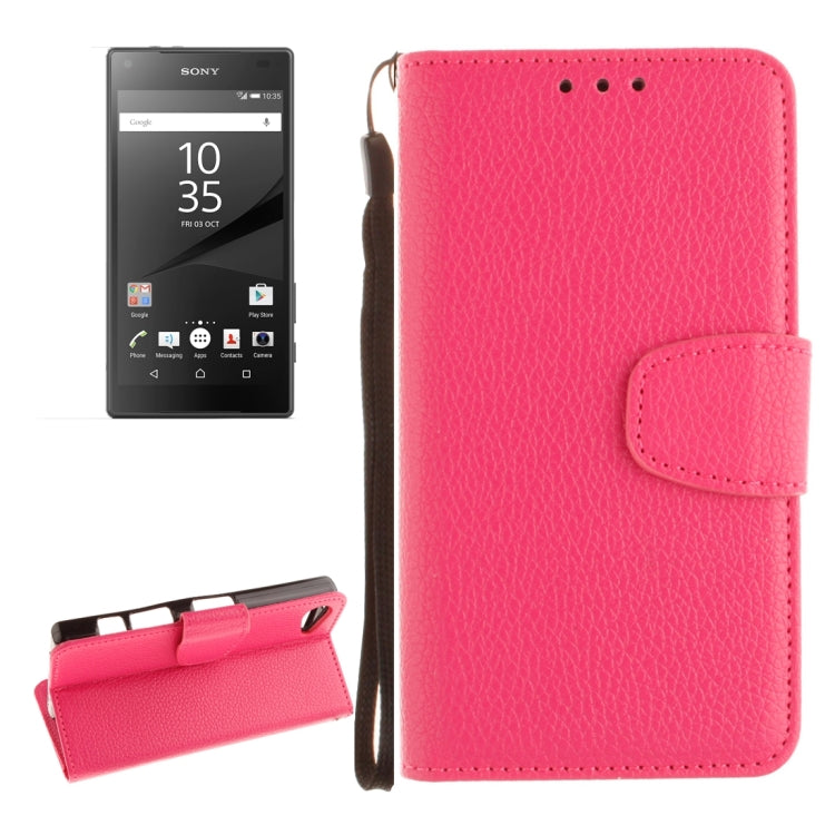 For Sony Xperia Z5 Compact / Z5 mini Litchi Texture Horizontal Flip PU Leather Case with Holder & Card Slots & Wallet & Photo Frame & Lanyard
