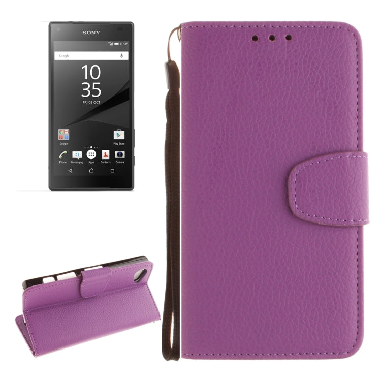 For Sony Xperia Z5 Compact / Z5 mini Litchi Texture Horizontal Flip PU Leather Case with Holder & Card Slots & Wallet & Photo Frame & Lanyard