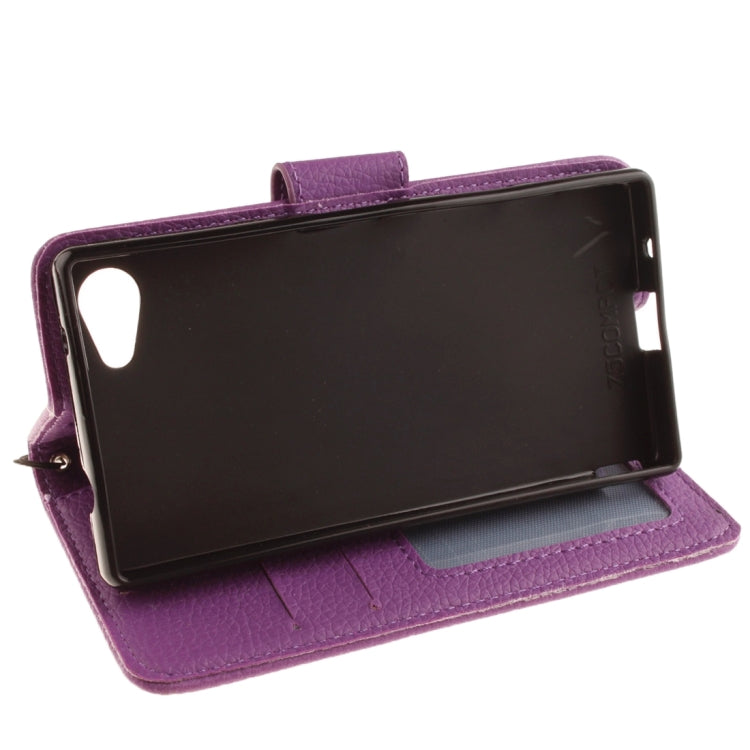 For Sony Xperia Z5 Compact / Z5 mini Litchi Texture Horizontal Flip PU Leather Case with Holder & Card Slots & Wallet & Photo Frame & Lanyard