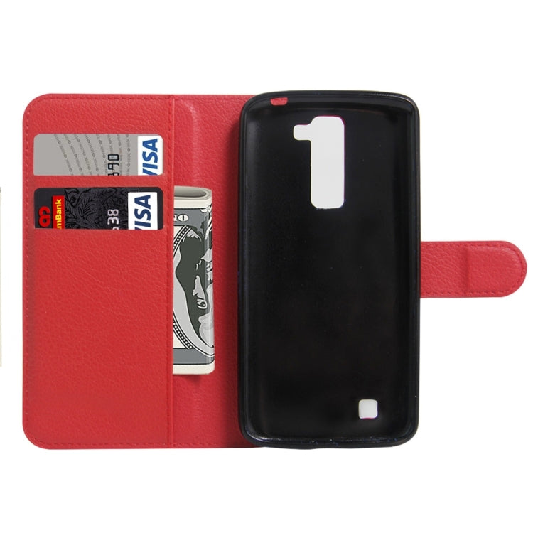 For LG K7 Litchi Texture Horizontal Flip Leather Case with Magnetic Buckle & Holder & Card Slots & Wallet
