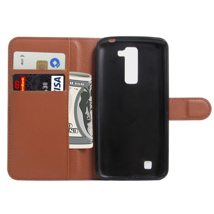 For LG K7 Litchi Texture Horizontal Flip Leather Case with Magnetic Buckle & Holder & Card Slots & Wallet