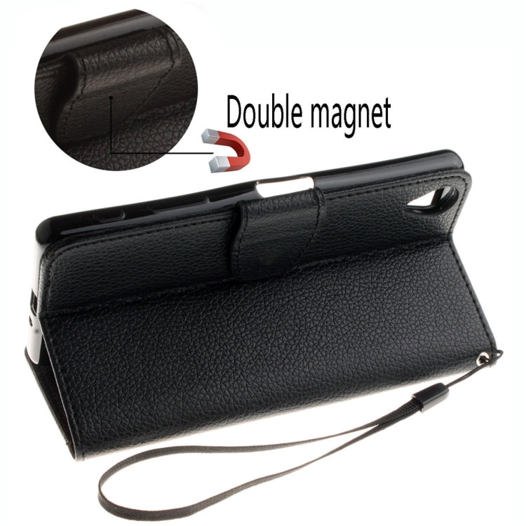 For Sony Xperia X Litchi Texture Horizontal Flip PU Leather Case with Holder & Card Slots & Wallet & Photo Frame & Lanyard