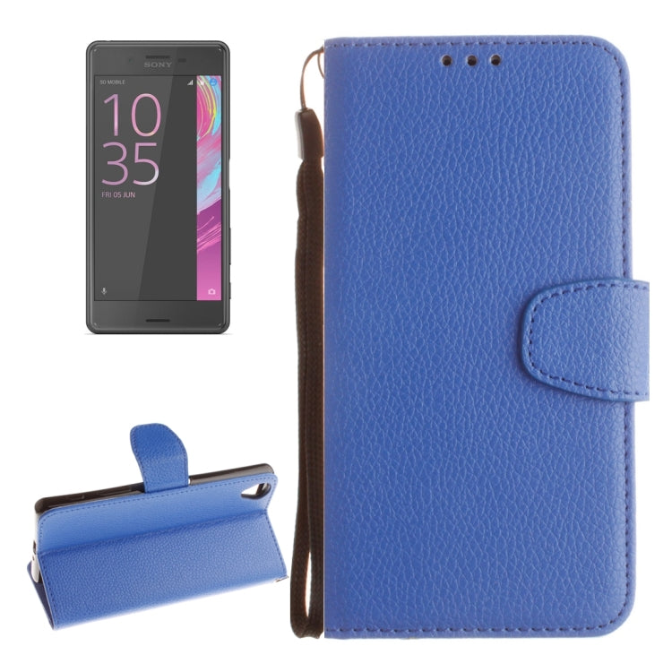 For Sony Xperia X Litchi Texture Horizontal Flip PU Leather Case with Holder & Card Slots & Wallet & Photo Frame & Lanyard