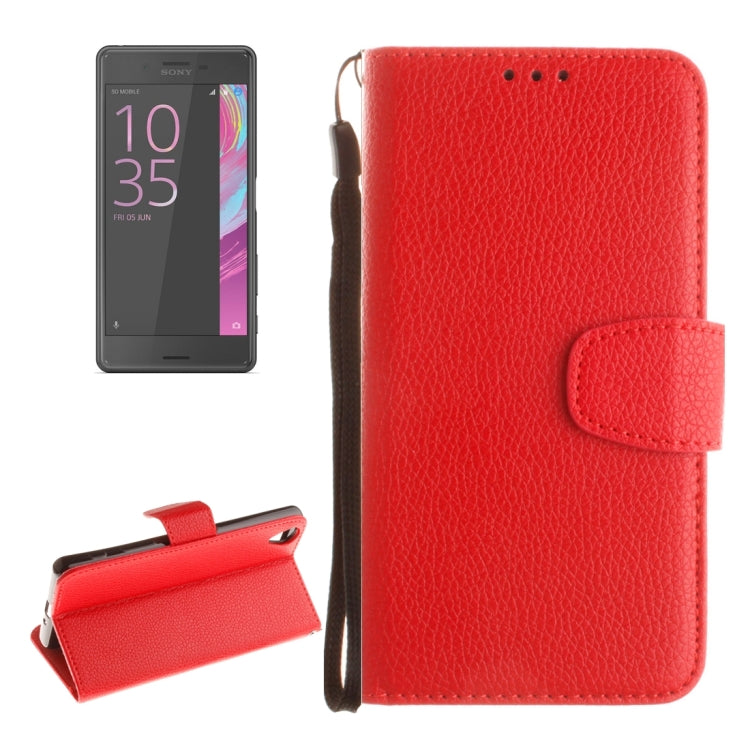 For Sony Xperia X Litchi Texture Horizontal Flip PU Leather Case with Holder & Card Slots & Wallet & Photo Frame & Lanyard