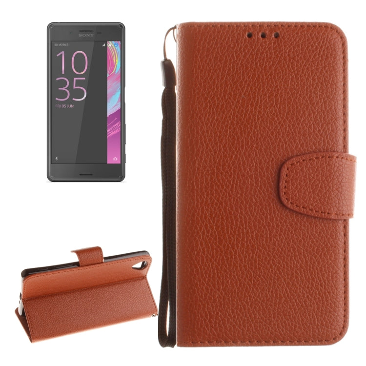 For Sony Xperia X Litchi Texture Horizontal Flip PU Leather Case with Holder & Card Slots & Wallet & Photo Frame & Lanyard