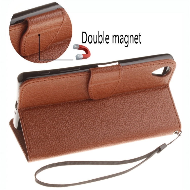 For Sony Xperia X Litchi Texture Horizontal Flip PU Leather Case with Holder & Card Slots & Wallet & Photo Frame & Lanyard