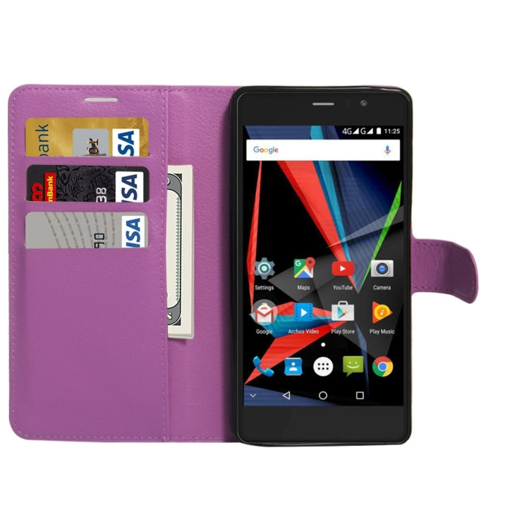 For Archos 55 Diamond Selfie Litchi Texture Horizontal Flip PU Leather Case with Holder & Card Slots & Wallet
