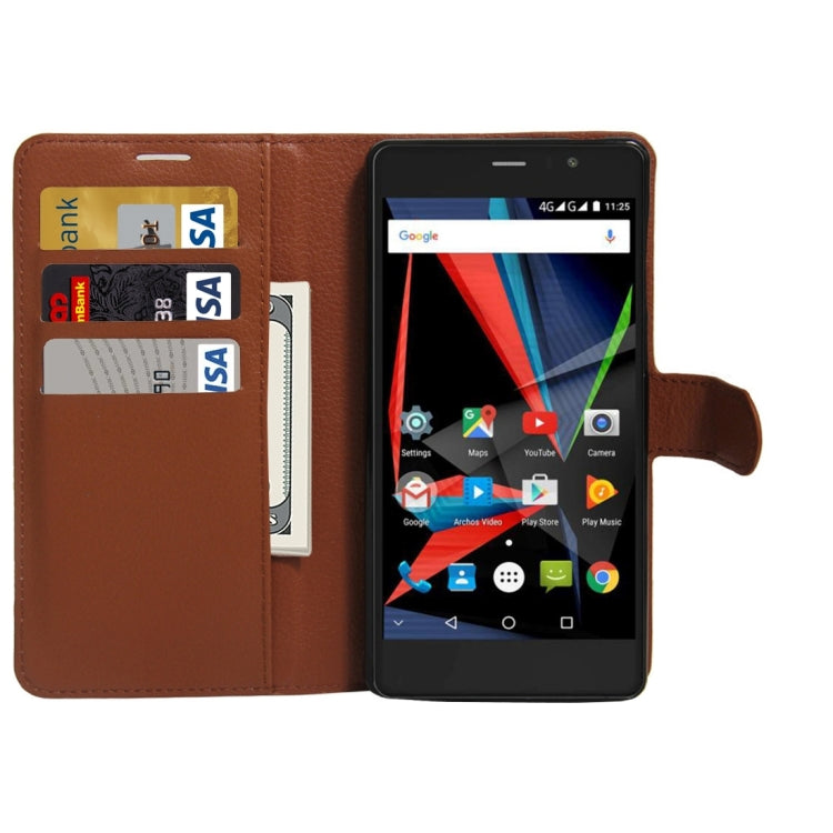 For Archos 55 Diamond Selfie Litchi Texture Horizontal Flip PU Leather Case with Holder & Card Slots & Wallet