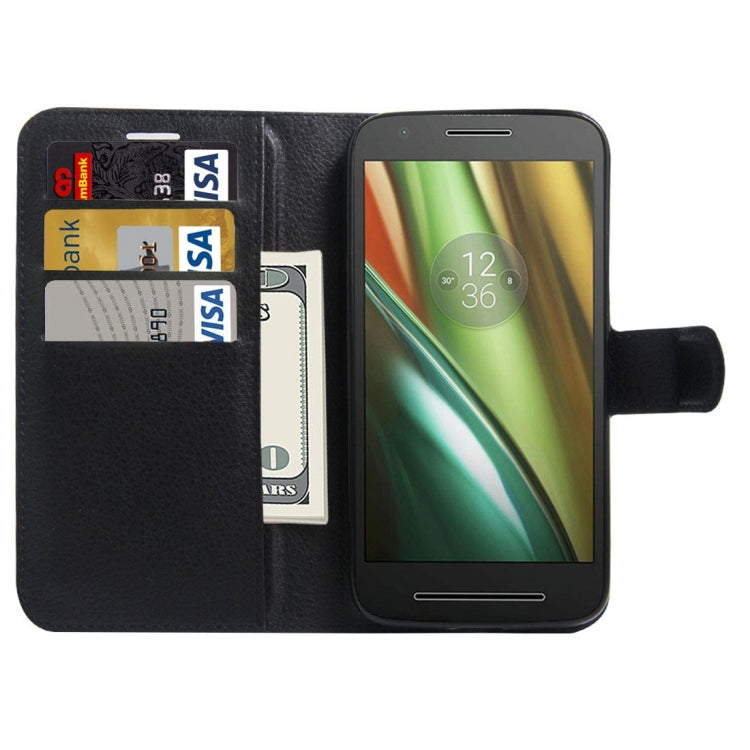 For Motorola Moto E3 Power Litchi Texture Horizontal Flip PU Leather Case with Holder & Card Slots & Wallet