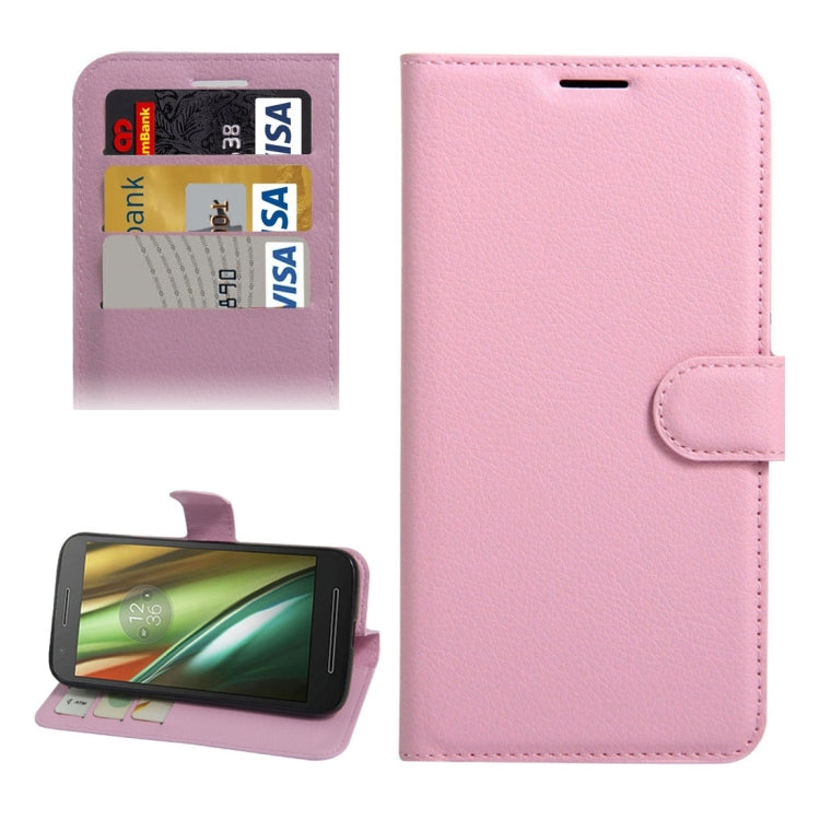 For Motorola Moto E3 Power Litchi Texture Horizontal Flip PU Leather Case with Holder & Card Slots & Wallet