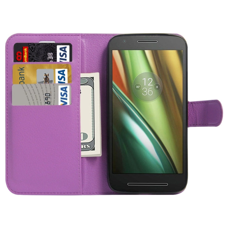 For Motorola Moto E3 Power Litchi Texture Horizontal Flip PU Leather Case with Holder & Card Slots & Wallet