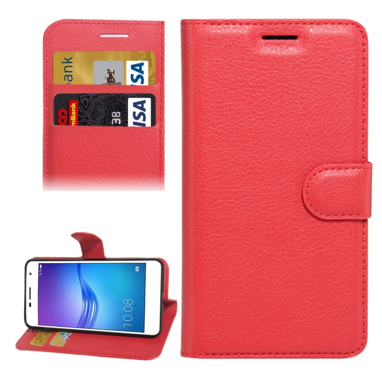 For Huawei Enjoy 6 Litchi Texture Horizontal Flip PU Leather Case with Holder & Card Slots & Wallet