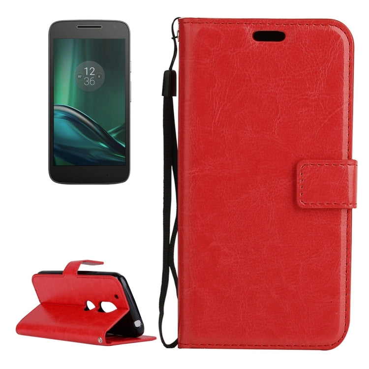 For Motorola Moto G4 Play Crazy Horse Texture Horizontal Flip PU Leather Case with Holder & Card Slots & Wallet & Photo Frame & Lanyard
