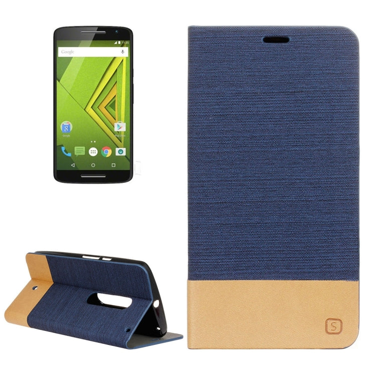 For Motorola Moto X Play Canvas Pattern PU + TPU Horizontal Flip Leather Case with Holder & Card Slots
