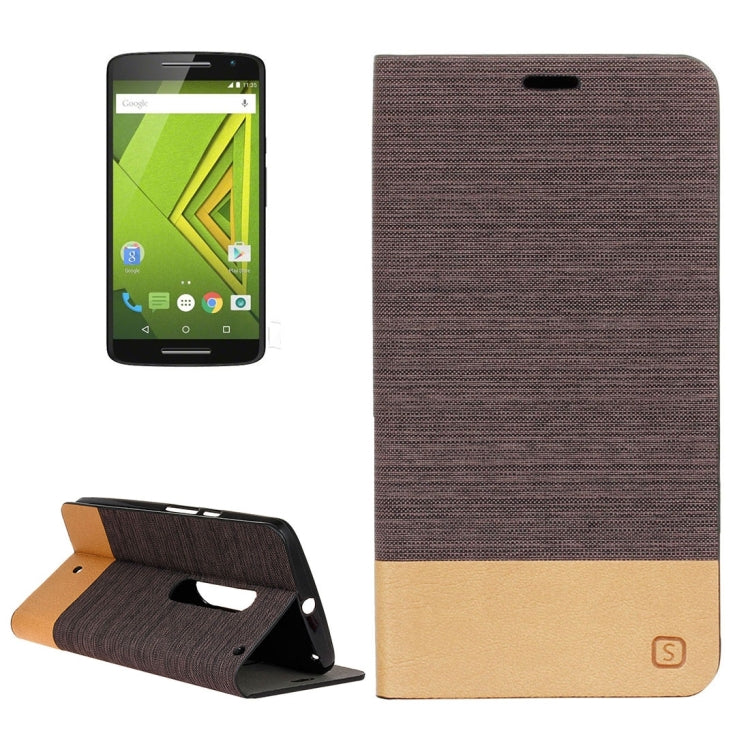 For Motorola Moto X Play Canvas Pattern PU + TPU Horizontal Flip Leather Case with Holder & Card Slots