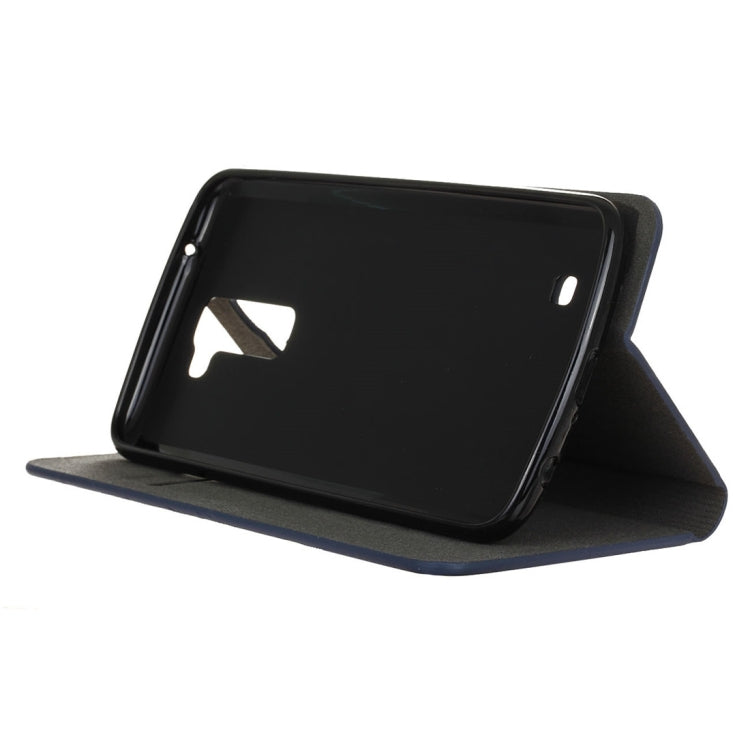 LG K10 Canvas Pattern PU + TPU Horizontal Flip Leather Case with Holder & Card Slots