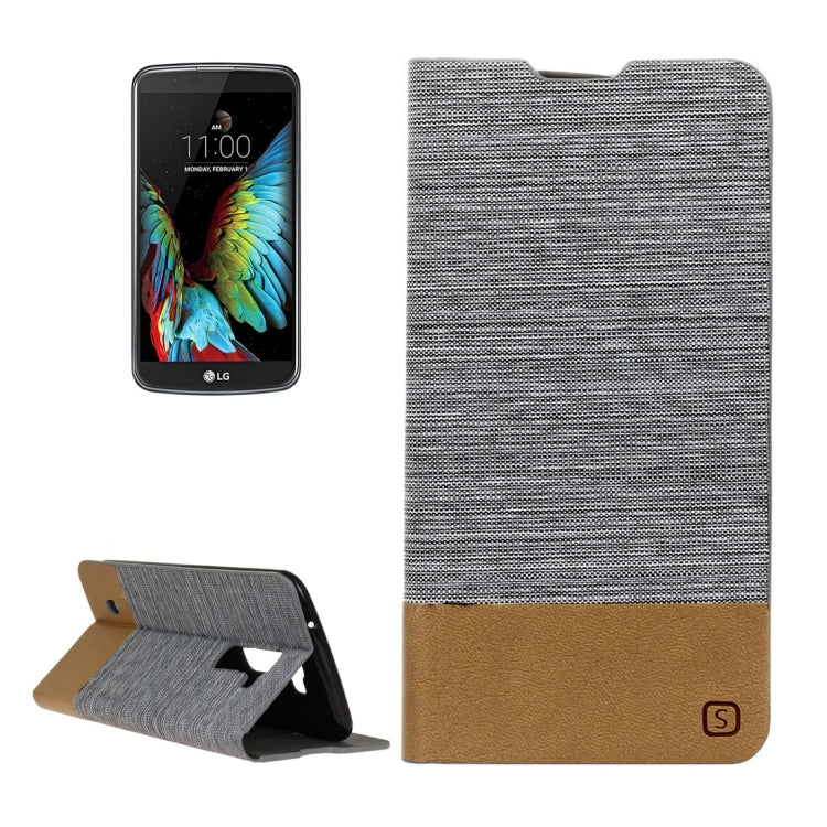 LG K10 Canvas Pattern PU + TPU Horizontal Flip Leather Case with Holder & Card Slots