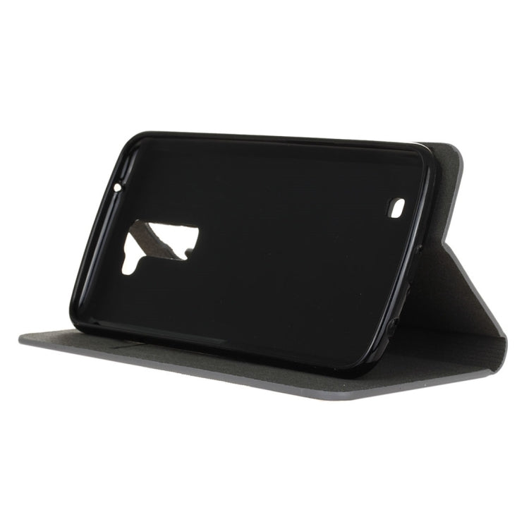 LG K10 Canvas Pattern PU + TPU Horizontal Flip Leather Case with Holder & Card Slots