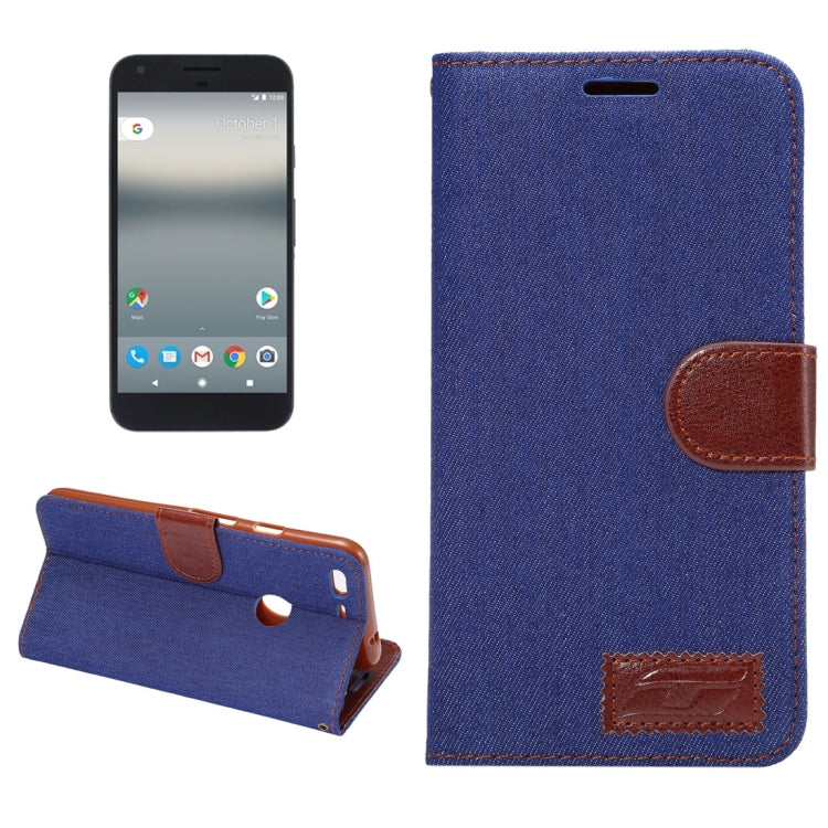 For Google Pixel Denim Texture Horizontal Flip Leather Case with Holder & Card Slots(Dark Blue)