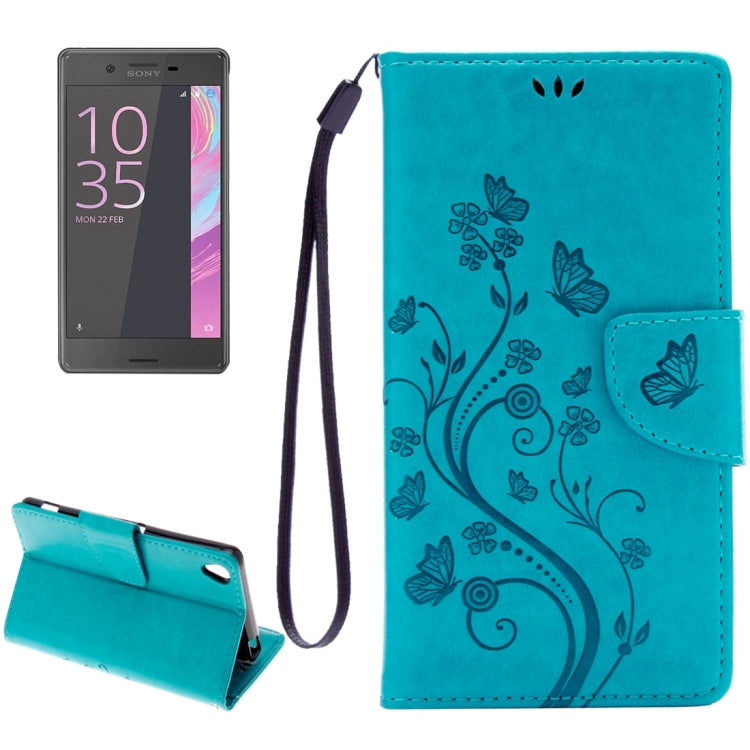 For Sony Xperia XA Butterflies Embossing Horizontal Flip Leather Case with Holder & Card Slots & Wallet & Lanyard