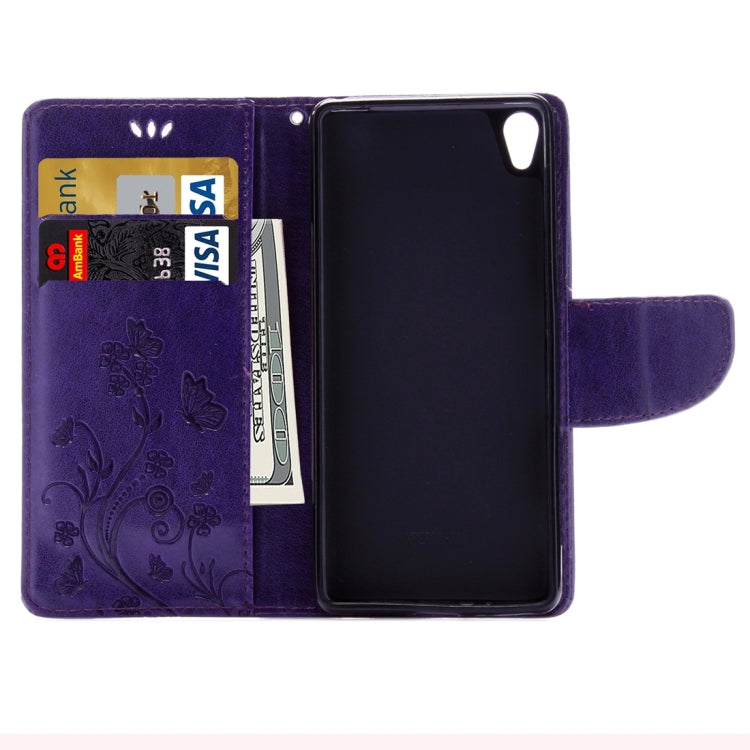 For Sony Xperia XA Butterflies Embossing Horizontal Flip Leather Case with Holder & Card Slots & Wallet & Lanyard