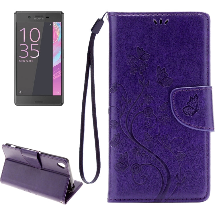 For Sony Xperia XA Butterflies Embossing Horizontal Flip Leather Case with Holder & Card Slots & Wallet & Lanyard