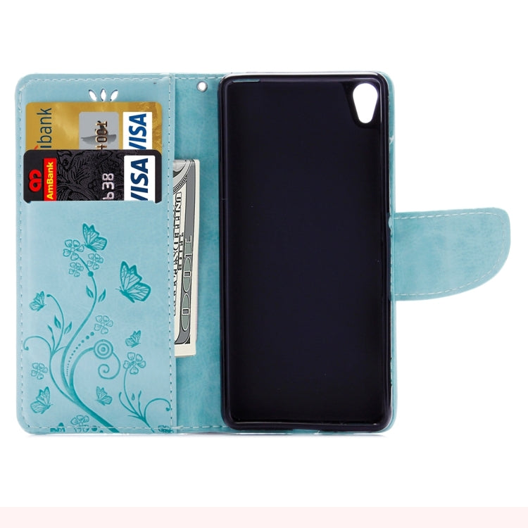 For Sony Xperia XA Butterflies Embossing Horizontal Flip Leather Case with Holder & Card Slots & Wallet & Lanyard
