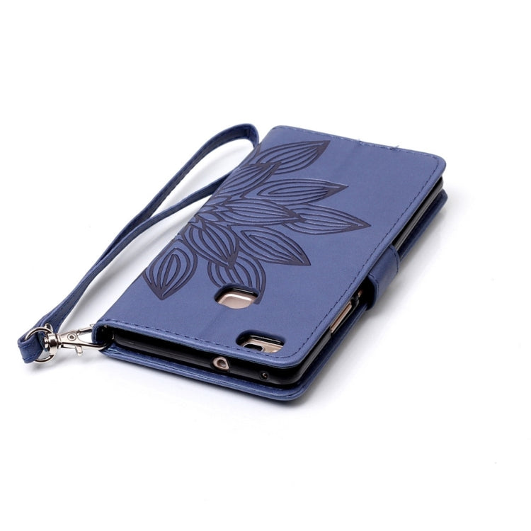 For Huawei P9 Lite Crazy Horse Texture Half Flower Printing Horizontal Flip Leather Case with Holder & Card Slots & Wallet & Lanyard