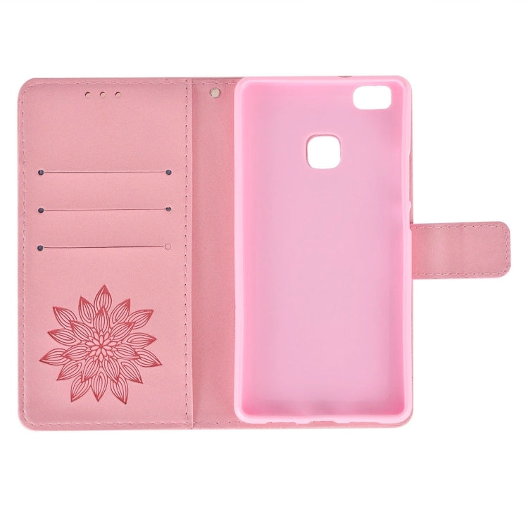 For Huawei P9 Lite Crazy Horse Texture Half Flower Printing Horizontal Flip Leather Case with Holder & Card Slots & Wallet & Lanyard