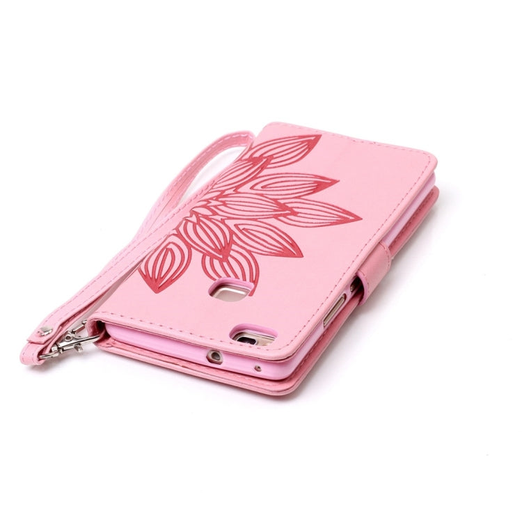 For Huawei P9 Lite Crazy Horse Texture Half Flower Printing Horizontal Flip Leather Case with Holder & Card Slots & Wallet & Lanyard