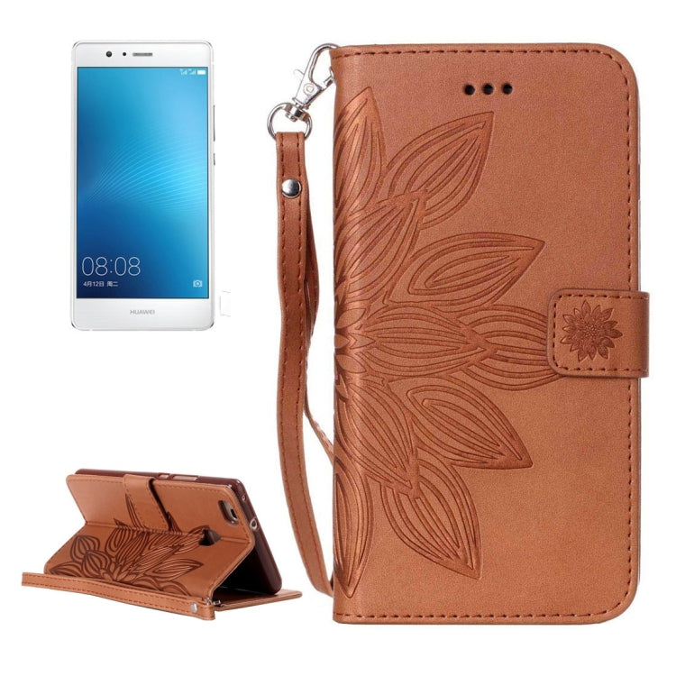 For Huawei P9 Lite Crazy Horse Texture Half Flower Printing Horizontal Flip Leather Case with Holder & Card Slots & Wallet & Lanyard