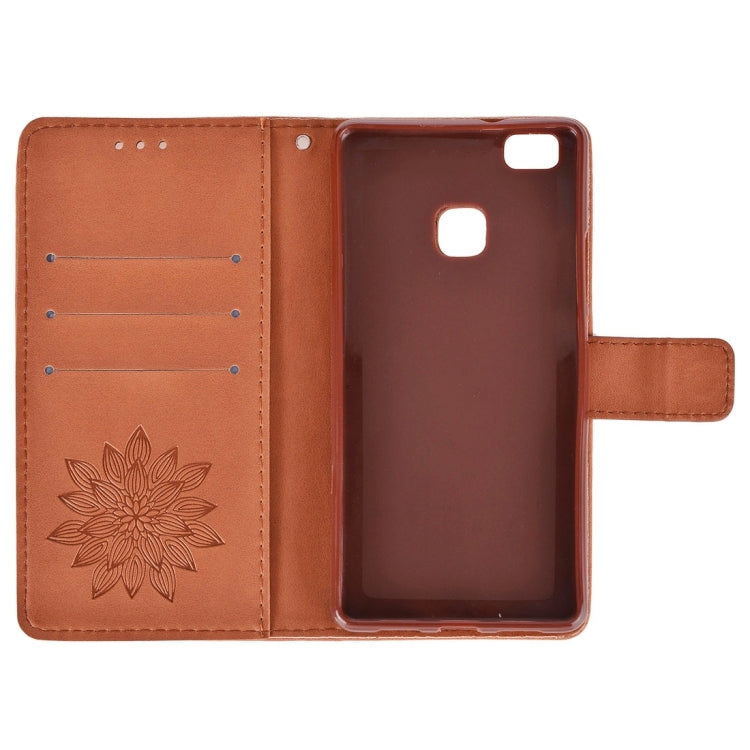 For Huawei P9 Lite Crazy Horse Texture Half Flower Printing Horizontal Flip Leather Case with Holder & Card Slots & Wallet & Lanyard
