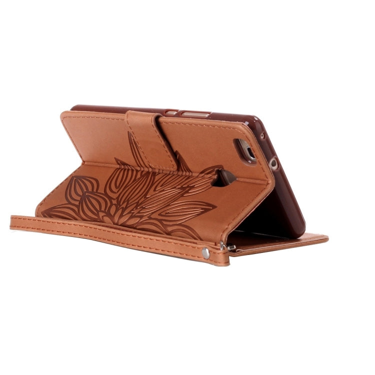 For Huawei P9 Lite Crazy Horse Texture Half Flower Printing Horizontal Flip Leather Case with Holder & Card Slots & Wallet & Lanyard