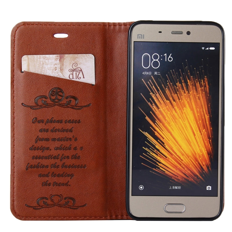 For Xiaomi Mi 5 Lambskin Texture Horizontal Flip Magnetic Leather Case with Holder and Card Slot