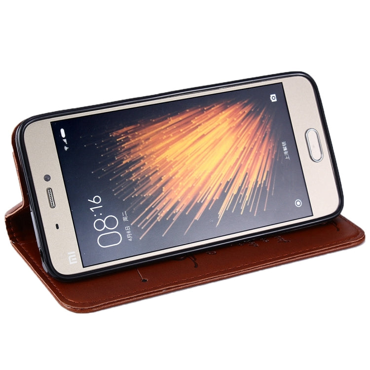 For Xiaomi Mi 5 Lambskin Texture Horizontal Flip Magnetic Leather Case with Holder and Card Slot