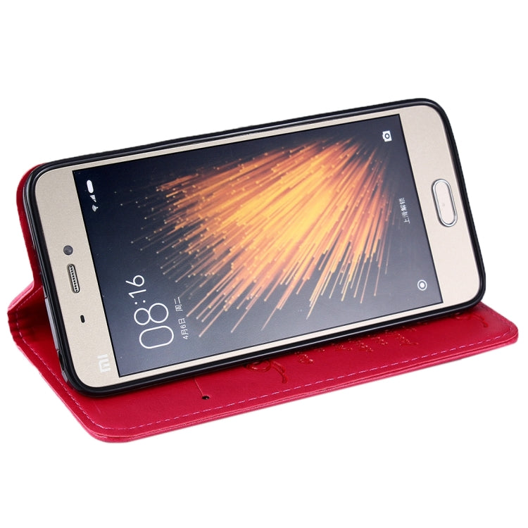 For Xiaomi Mi 5 Lambskin Texture Horizontal Flip Magnetic Leather Case with Holder and Card Slot