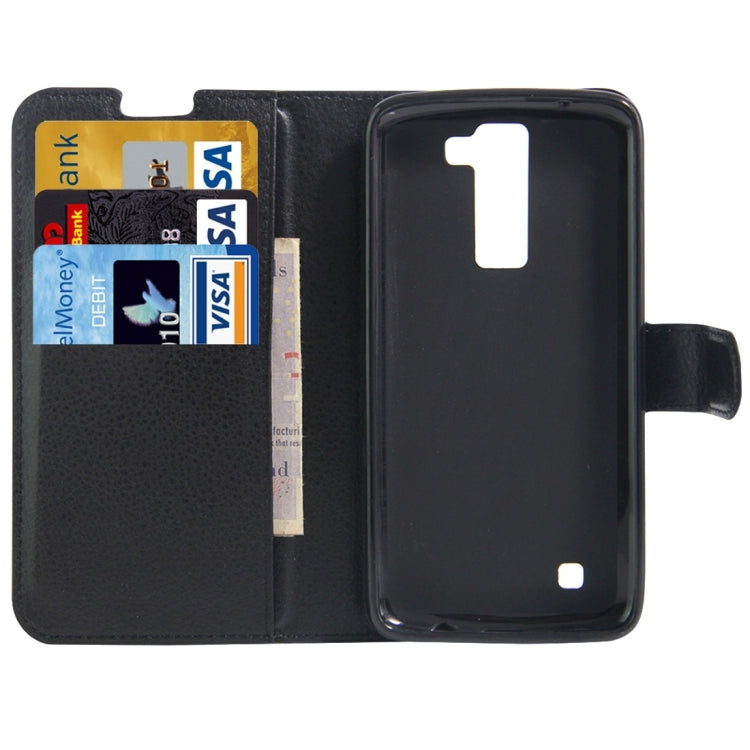 For LG K8 Litchi Texture Horizontal Flip Leather Case with Holder & Card Slots & Wallet