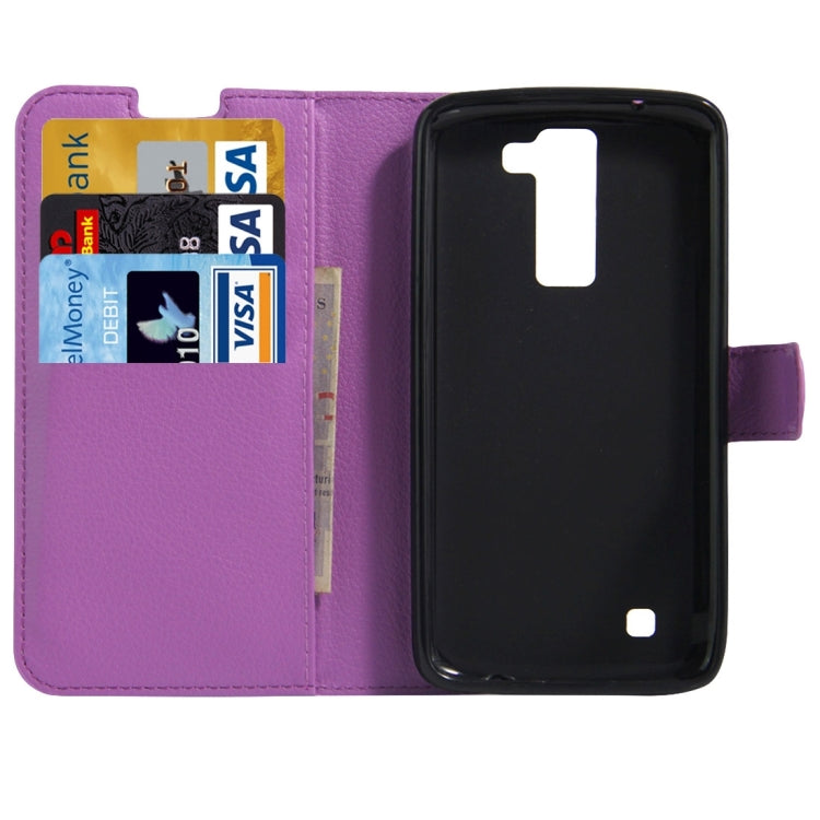 For LG K8 Litchi Texture Horizontal Flip Leather Case with Holder & Card Slots & Wallet