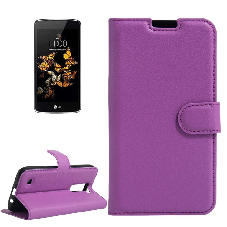 For LG K8 Litchi Texture Horizontal Flip Leather Case with Holder & Card Slots & Wallet